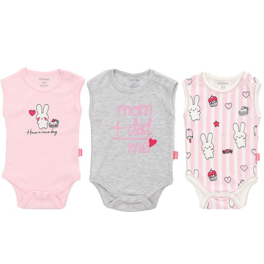 Cottonil® Baby Cut Sleeves Printed 3-Pack Onesies