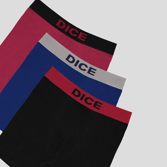 Dice Men Boxer Long Pack of 3 Different Colors