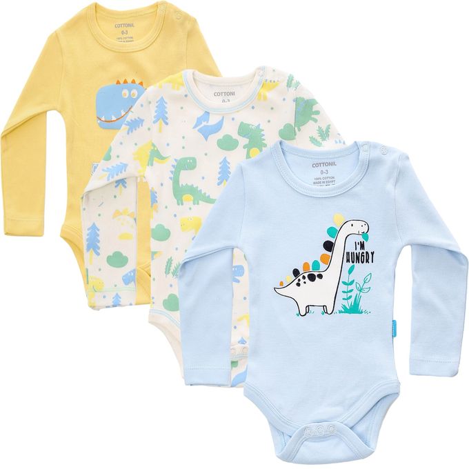 Cottonil® Baby Long Sleeves Printed 3-Pack Onesies