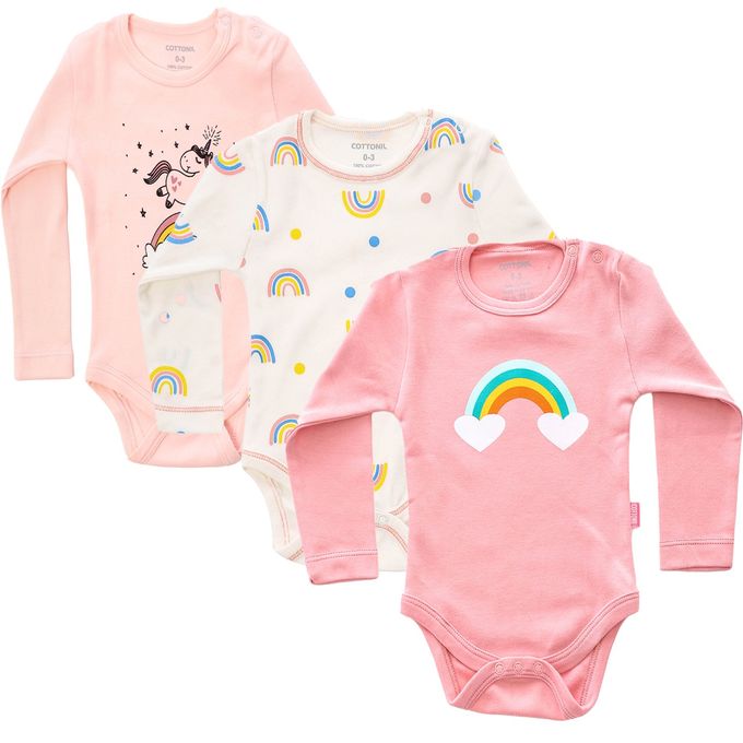 Cottonil® Baby Long Sleeves Printed 3-Pack Onesies