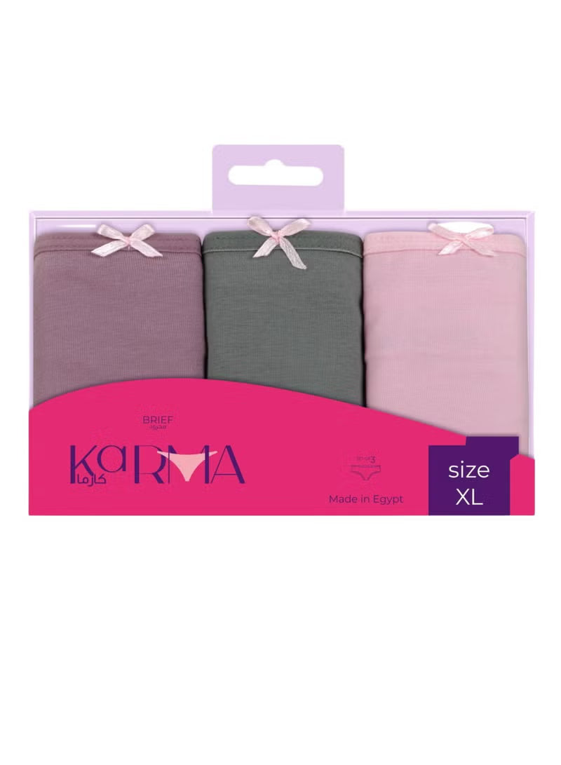 Karma® Women Briefs (Thin Waistband) 3-Pack Basic Solid Colors