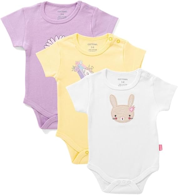 Cottonil® Baby Half Sleeves Printed 3-Pack Onesies