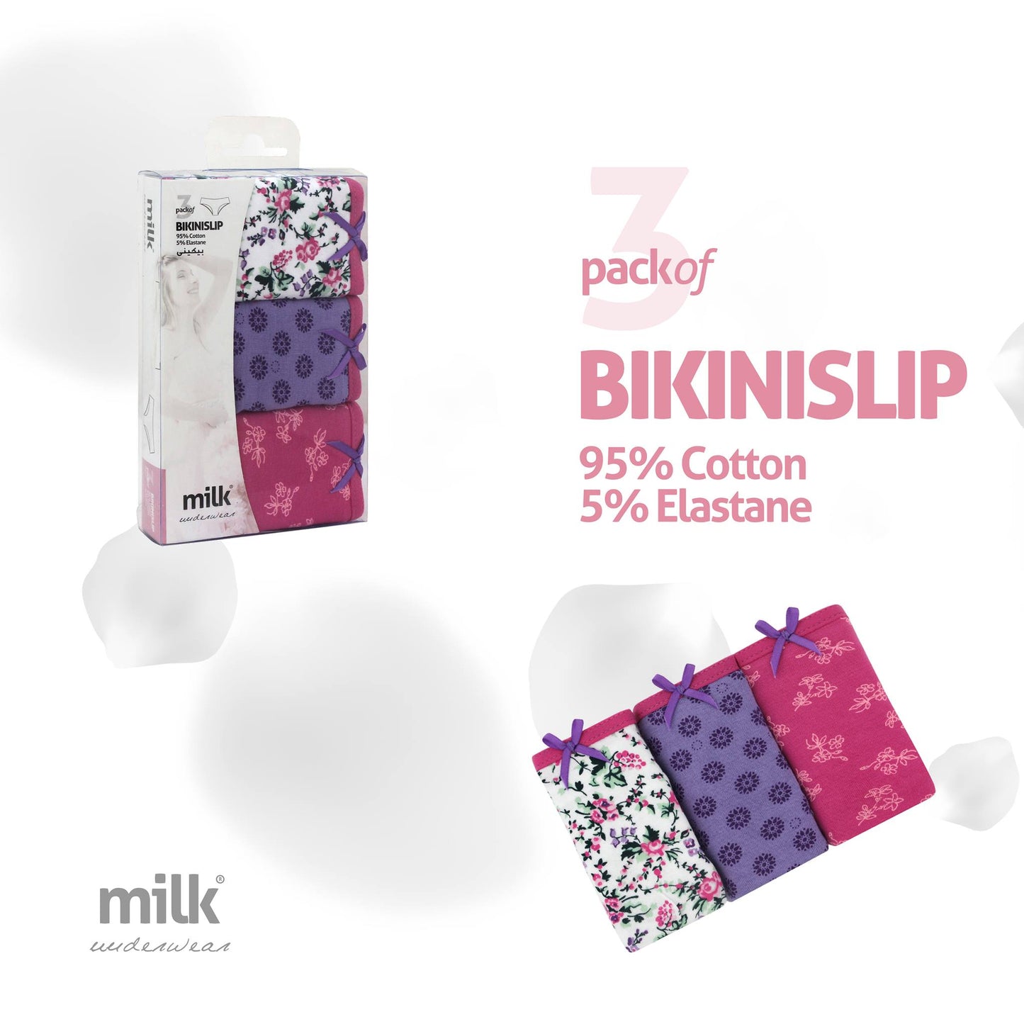 Milk® Women Bikini 3-Pack Printed Design