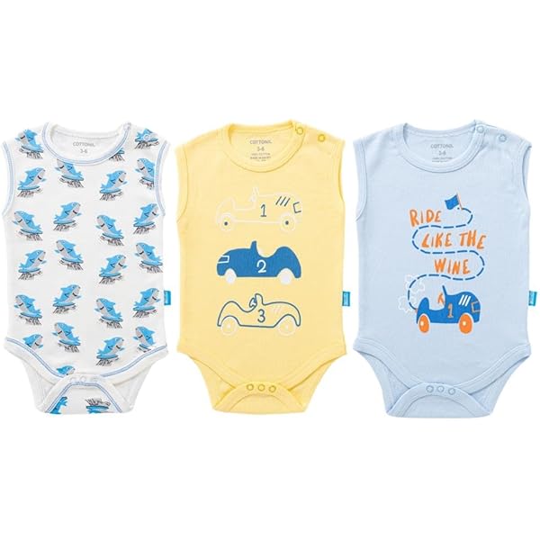 Cottonil® Baby Cut Sleeves Printed 3-Pack Onesies