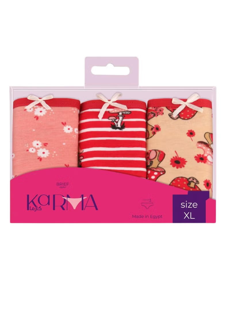 Karma® Women Briefs (Thin Waistband) 3-Pack Printed Designs