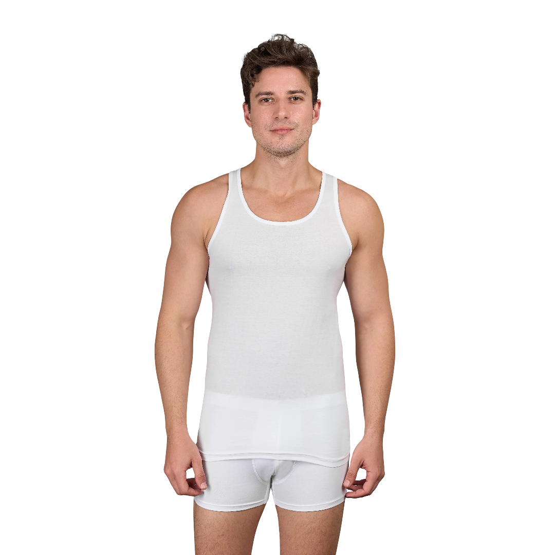 Dice® Men Cut Sleeves Undershirt 3-Pack White (100% Cotton)