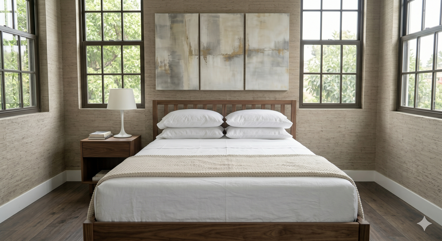 Deluxe PERCAL Cottn Flat Bed Sheets Set (5 Pieces )