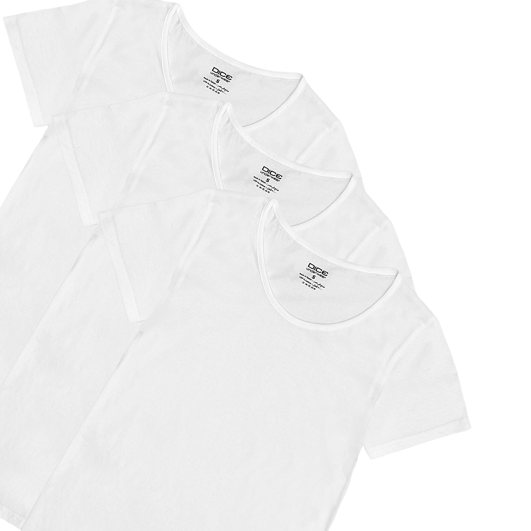 Dice® Men Half Sleeves Undershirt 3-Pack White (100% Cotton)