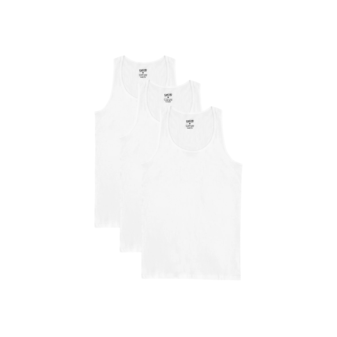 Dice® Men Cut Sleeves Undershirt 3-Pack White (100% Cotton)