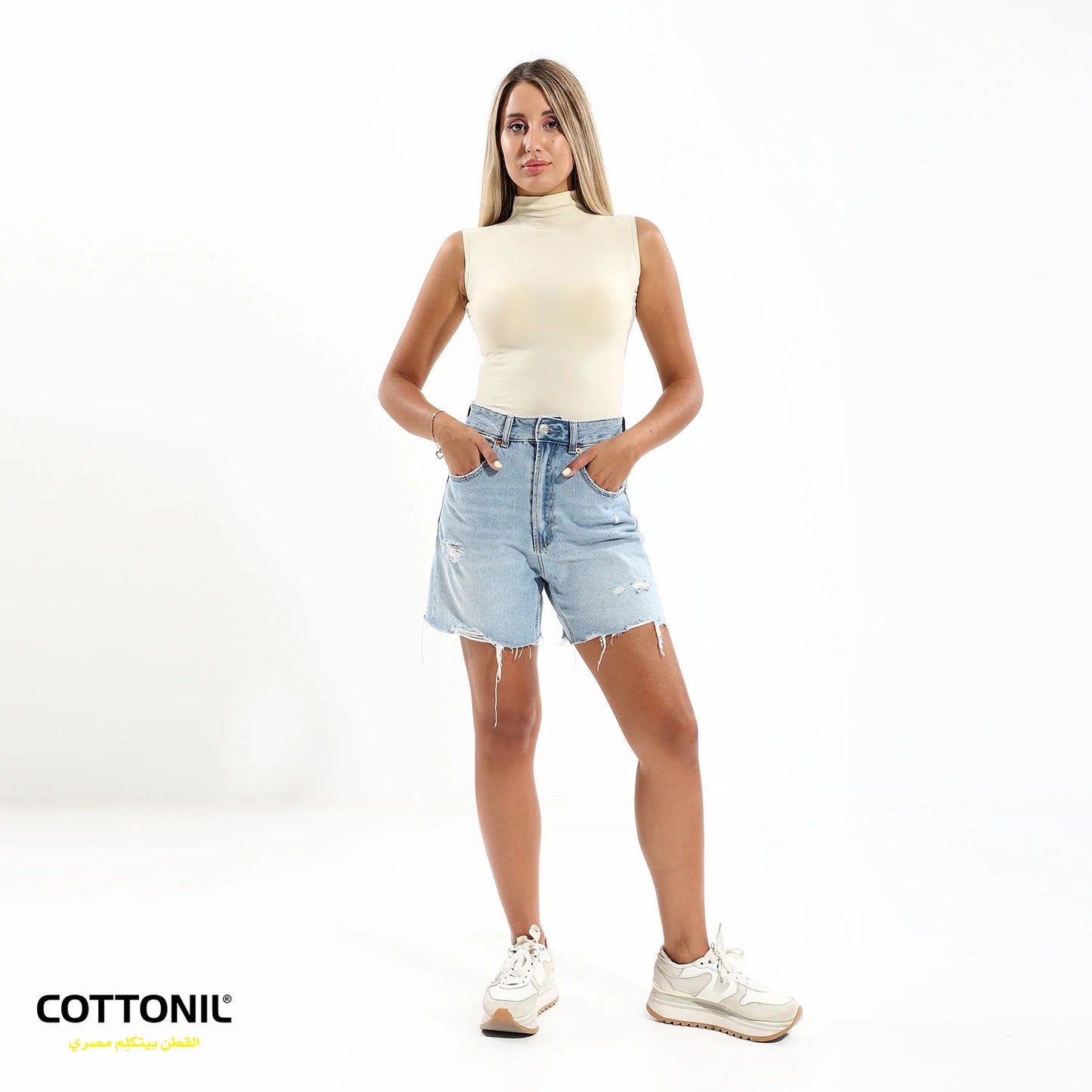 Cottonil® Women High Neck Cut Top