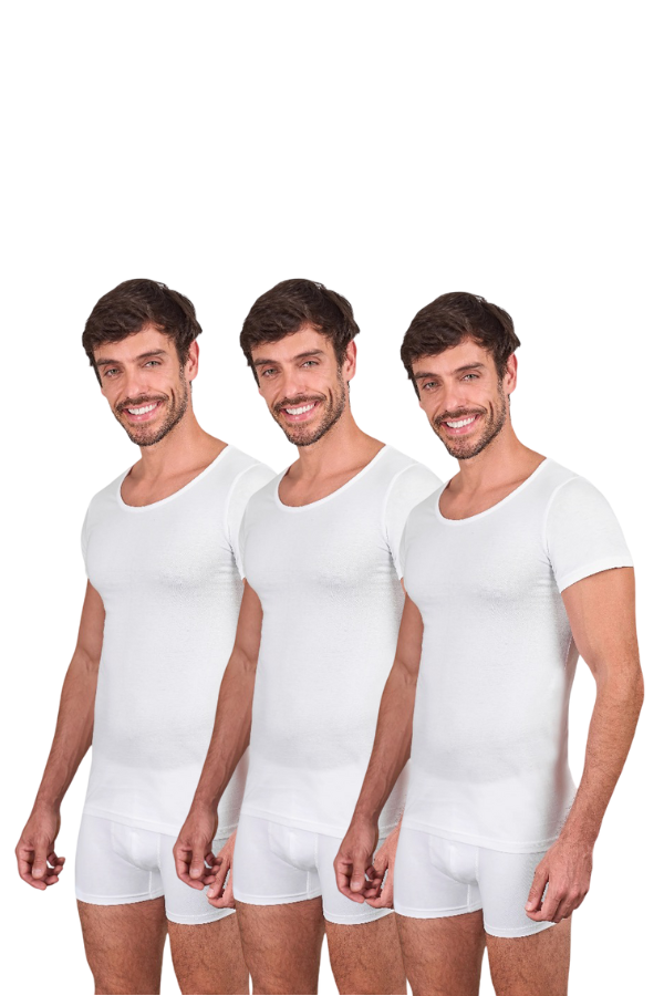 Dice® Men Half Sleeves Undershirt 3-Pack White (100% Cotton)