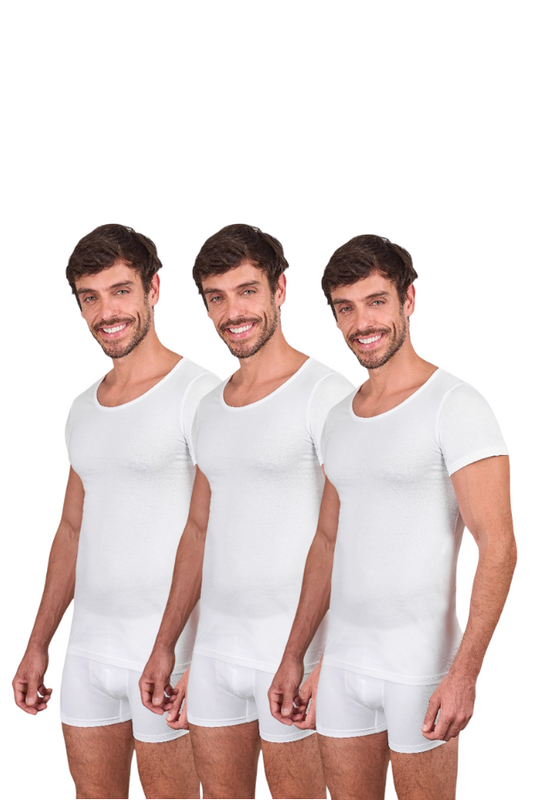 Dice® Men Half Sleeves Undershirt 3-Pack White (100% Cotton)
