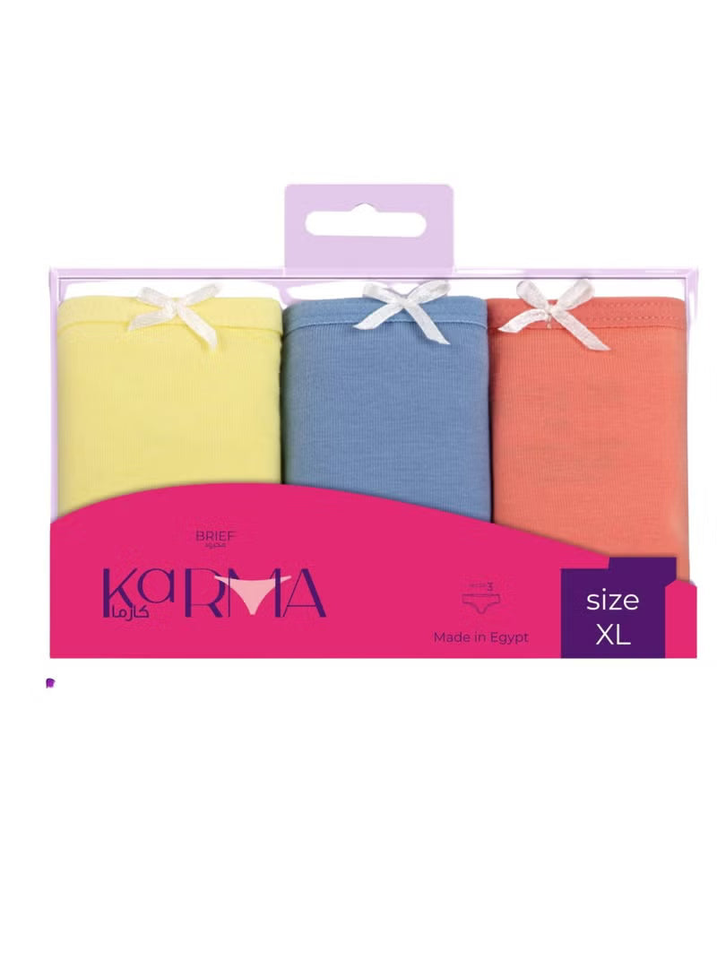 Karma® Women Briefs (Thin Waistband) 3-Pack Basic Solid Colors