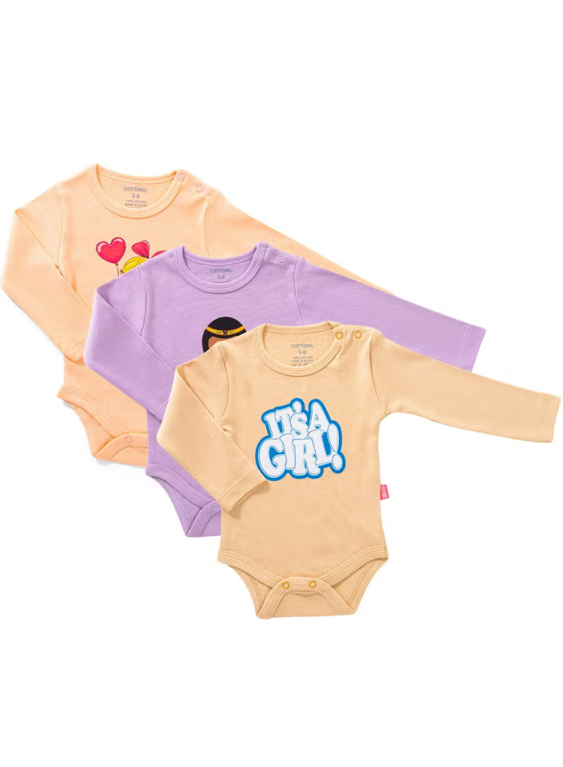 Cottonil® Baby Long Sleeves Printed 3-Pack Onesies