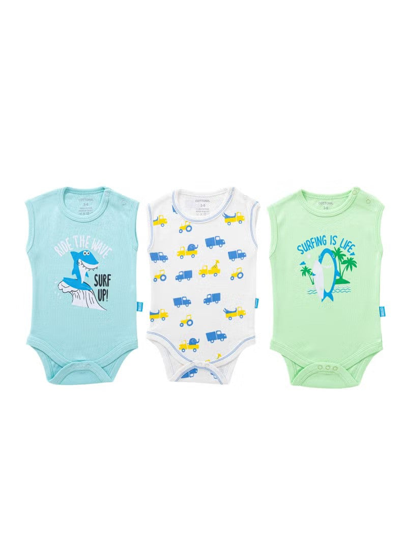 Cottonil® Baby Cut Sleeves Printed 3-Pack Onesies